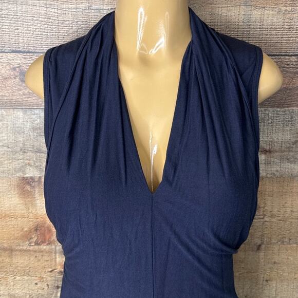 Theory Navy Blue Tank Top Deep V-Neck Size Medium - Picture 2 of 9
